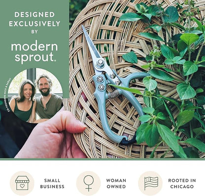 Modern Sprout Pruning Shears - Herb Snipping Scissors- Lightweight Gardening Tools W/Easy Lock - Flower Cutter Garden Shears - Carbon Steel Blade + Reusable Holster (Chartreuse, 1-Pack)