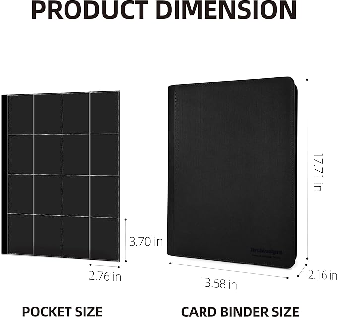 16 Pockets Premium Card Binder 1024 Cards Trading Card Binders Side Load Card Storage Display Album(16 Pocket 1024 Card Slot,Black)