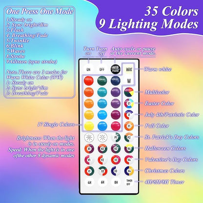300 LED Color Changing Christmas Lights, 35 Colors 98FT String Lights Halloween Decorations, Waterproof Twinkle Fairy Light Clear Wire for Bedroom Indoor Outdoor Holiday Xmas Tree Wedding Party