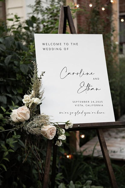 Welcome Wedding Sign Personalized, Personalized Wedding Welcome Sign Modern Minimalist, We're So Glad You're Here