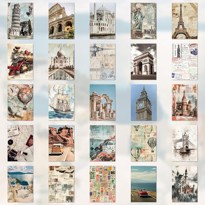 57 Sheets Vintage Travel Scrapbook Sticker Book, 500+ Vintage & Modern Stickers for Scrapbooking, 25 Pcs Ephemera Papers Art Scrapbook Supplies for Adults Teens Women Girls Junk Journal Journaling