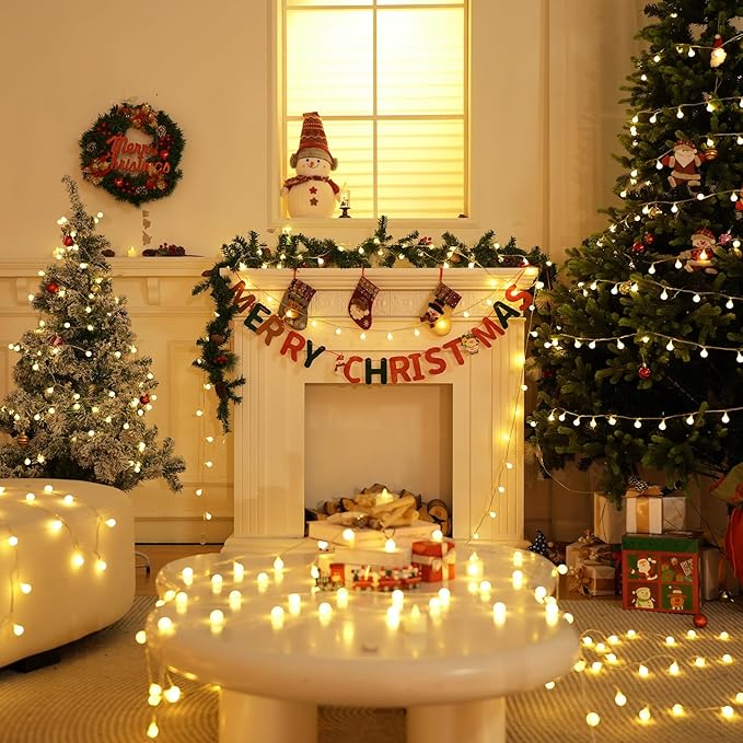 200LED Connectable String Lights Indoor Outdoor for Bedroom, 66ft Fairy Lights with Remote & Timer, Plug in 8 Modes Waterproof Globe Hanging Twinkle Light for Room Classroom Wedding Decor, Warm White