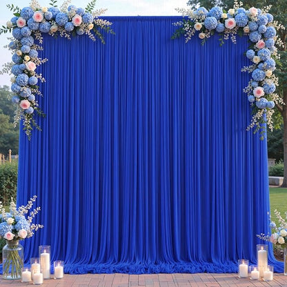 Royal Blue Tulle Backdrop Curtain for Parties Wedding,5ft x 10ft Wrinkle Free Curtain Backdrop,2 Layer Drapes for Backdrop,Polyester Wedding Back Drop for Bridal Shower Birthday Baby Shower