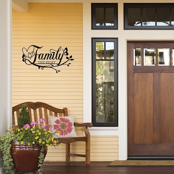 Personalized Family Last Name Signs, Custom Signs Outdoor Metal, Monogram Metal Sign Wall Art For Home Outside Decor, Name Sign Customized Wedding Christmas Housewarming Gifts For Women Men