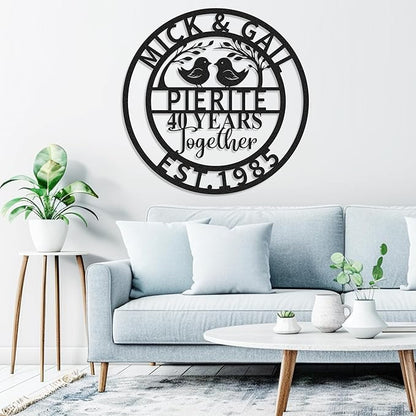 Personalized 40th Wedding Anniversary Sign Gifts for Parents Custom Metal Anniversary Sign Personalized Wedding Gifts for Couples Husband Wife Custom Monogram Name Sign Housewarming Gift