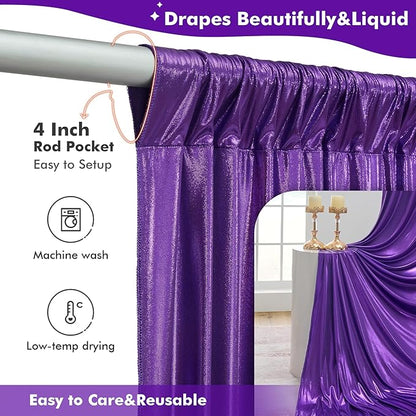 10ftx10ft Shimmer Purple Sequin Backdrop Curtain for Parties, Thick Wrinkle Free Glitter Backdrop Drapes Photo Back Drop Curtains for Birthday Wedding Halloween Photography Background-2 Panels 5x10ft