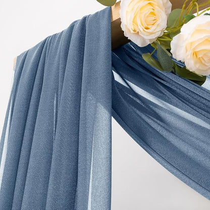 MLMC Dusty Blue Wedding Arch Draping Fabric 2 Panels 29" x 20 FT Extra Long Gauze Drapes Sheer Backdrop Curtains 6.6 Yards Outdoor Drapery Panels for Wedding Bridal Shower Party Ceiling Decoration