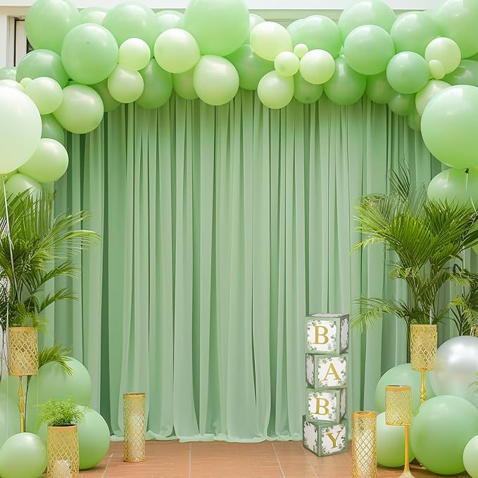 20ft X 10ft Olive Green Tulle Backdrop Curtain for Parites, Sheer Backdrop Curtains Fabric Drapes for Wedding Ceremony Arch Party Stage Decorations