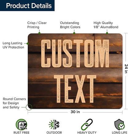 Custom Sign, Custom Street Sign, 11 Font Colors, 13 Font Styles, 4 Hole Options, 22 Sizes, 24x30 Inches, Rust Free DiBound, Fade Resistant, Made in USA by My Sign Center (Vintage Wood)