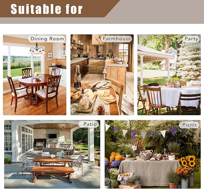Fitable Faux Linen Tablecloth Square Wrinkle Resistant Fabric Neutral Table Cloth, Indoor Outdoor Table Cover for Kitchen Dining, Birthday Party, Farmhouse (Beige, 54 x 54 Inch)
