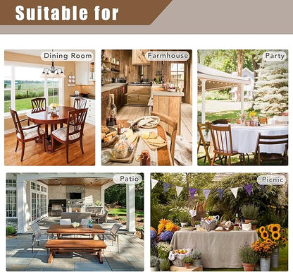 Fitable Faux Linen White Tablecloths for Rectangle Tables - 90 x 156 Inch - 6 Pack Fabric Textured Washable Table Clothes Floor Lenghth Table Covers for Wedding, Party, Banquet, Birthday