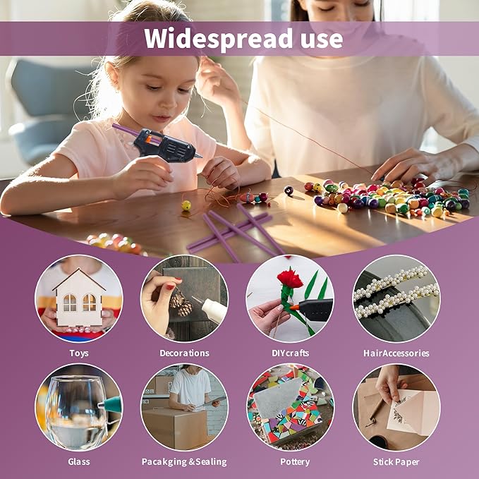 MATUFF light purple Hot Glue Sticks Mini 0.27" x 5.9 inches, Hot Melt Mini Glue Sticks Colored for All Temperature Mini Glue Guns, for Craft Arts and Wedding Cards Stamp Sealing, Bulk hot Glue 60 Pack