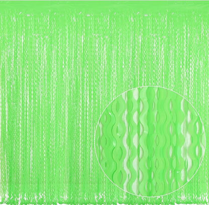 4 Pack Wavy Green Tinsel Backdrop Curtain - 3.3 ft x 6.6 ft Green Foil Fringe Curtains Photo Booth Prop Backdrop Streamer Birthday Party Decor
