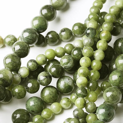 Matcha Green Jade Stone Beads Gemstone Round Crystal Energy Jade Beads Stone Beads for Jewelry Making DIY Bracelet Necklace Jewelry Making 1 Strand 15.5inch 35PCS 10MM