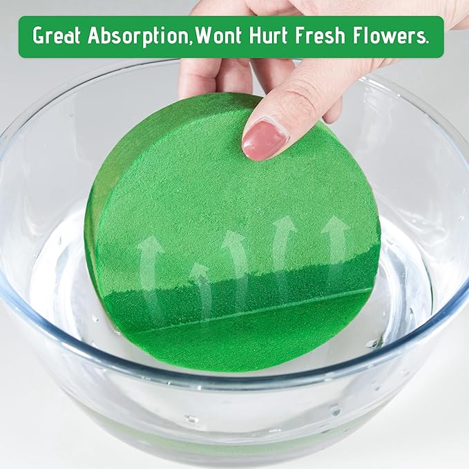 Max Shape 6Pcs Floral Foam Round Blocks, Large Wet and Dry Green Foam for Artificial and Fresh Flower Arrangement,Flower Foam Blocks for Wedding Party Decorations (3.15 Inch)