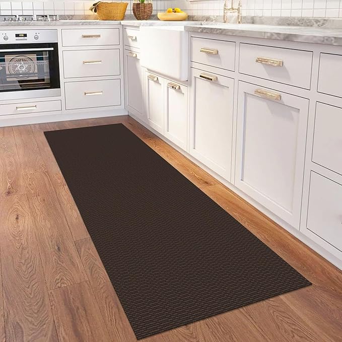 KOZYFLY Washable Runner Rug 2x6 Ft Runners for Hallways Non Slip Kitchen Runners Braided Cotton Entryway Runner Indoor, Carpet for Hallway Kitchen Entryway Bedroom, Dark Coffee/Brown