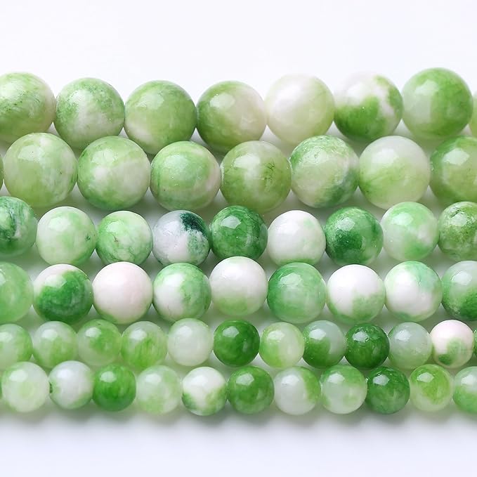 Green Persian Jade Stone Beads Gemstone Round Crystal Energy Jade Beads Stone Beads for Jewelry Making DIY Bracelet Necklace Jewelry Making 1 Strand 15.5inch 60PCS 6MM
