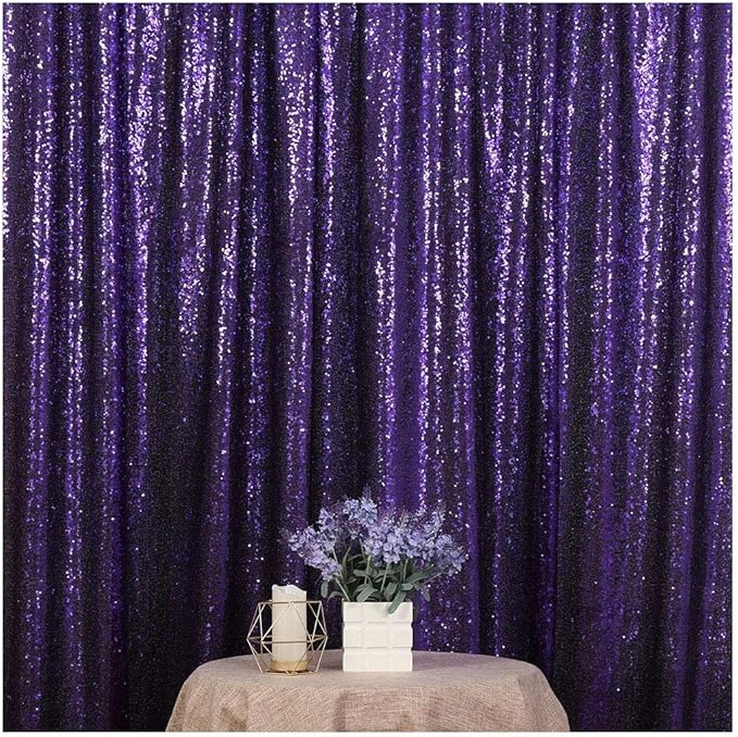 Poise3EHome Purple Sequin Backdrop, 6Ft x 8Ft Glitter Photography Background Curtains for Halloween Party Wedding Birthday Decoration