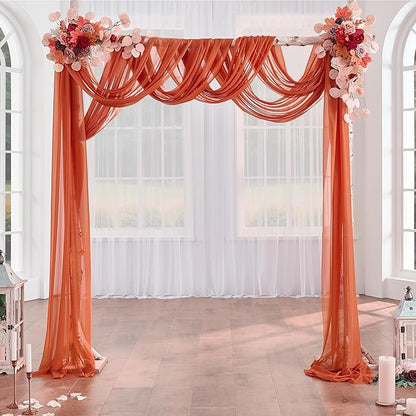 Arch Drapes for Wedding Arch Draping Fabric Terracotta Sheer Backdrop Curtain for Ceremony Bridal Party Decor 19Ft Length x 28" Width 2 Panel