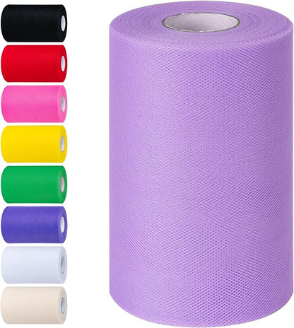 Lavender Tulle Fabric Rolls 6 Inch by 100 Yards (300 feet) Tulle Roll Spool Fabric for DIY Tutu Skirt Baby Shower Birthday Party Wedding Decorations Christmas Craft Supplies (Lavender)