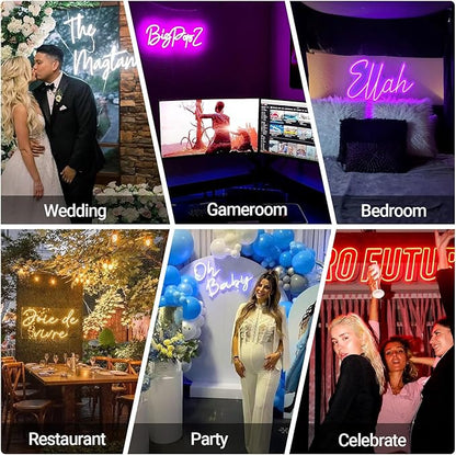 Custom Neon Signs, Large Custom Led Neon Name Sign for Room Decor, Personalized Large Led Name Light Sign - Neon Sign Customizable for Wedding Birthday Party Bar Shop, Custom Logo Neon Sign