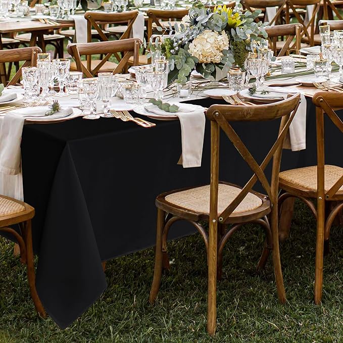 Fitable 8 Pack Table Cloth Rectangle Table: Stain and Wrinkle Resistant Tablecloth Rectangular, Washable Polyester Tablecloths for Wedding Party Dining Banquet Event Catering(Black, 70x108 Inch)