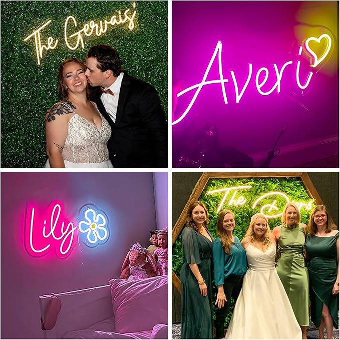 SELICOR Personalized Neon Signs Led Neon Signs Light for Bedroom Wedding Birthday Party Home Décor Custom Neon Sign Bar Store Logo Neon Sign (Optional 10" to 60")