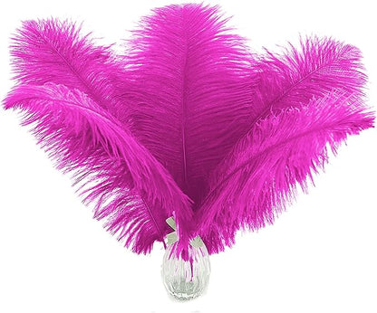 Ballinger Fuchsia Large Ostrich Feathers - 24pcs 12-14inch Hot Pink Feathers for Party Centerpieces, Flower Arrangement and Home Decor