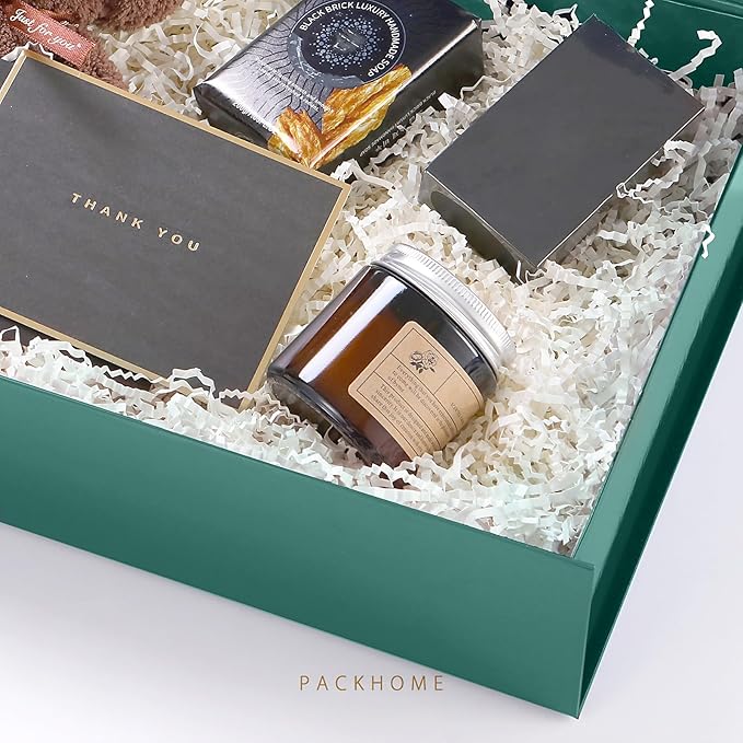 PACKHOME 6 Large Gift Boxes 13.5x10x3.5 Inches, Sturdy Shirt Boxes with Magnetic Lids for Multiple Occasions (Glossy Green)