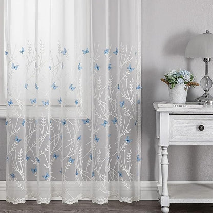 VISIONTEX White Sheer Voile Curtains, Decorative White Embossed Drip Rod Pocket Window Drapes for Home Kitchen, Living Room and Bedroom 54 x 72 Inch, Set of 2 Curtain Panels