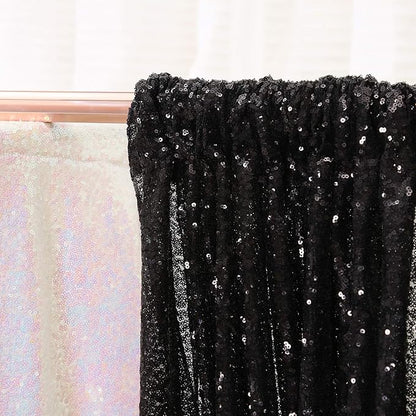 Poise3EHome 6FT x 6FT Black Sequin Photography Backdrop Curtain for Party Decoration