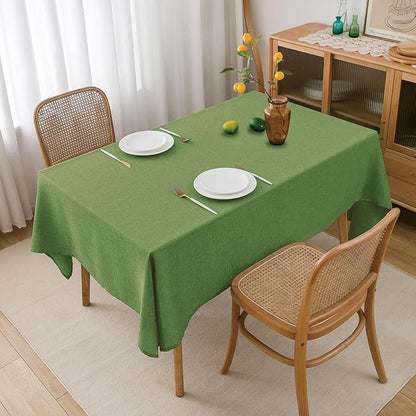 NLMUVW Olive Green Linen Tablecloth Rectangle Water Resistant Textured Natural Table Cloth Farmhouse Table Cover for Kitchen Dining Coffee, 54 x 96 Inch