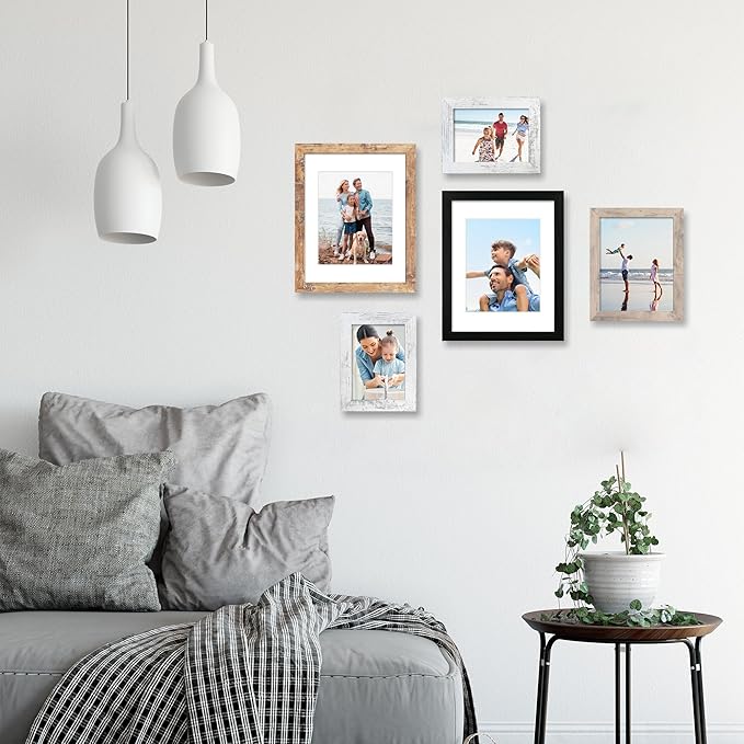 8x10 Picture Frame Set of 4 with High Definition Real Glass, Mixed Color Wood Photo Frames for Desktop Display and Wall Mounting