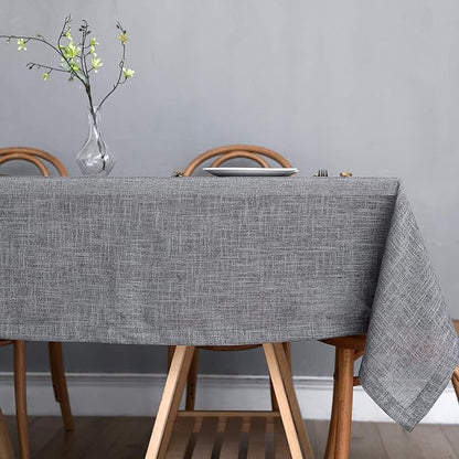 maxmill Flaxy Faux Linen Table Cloth with 2-Tone Slubby Texture Wrinkle Free Anti-Shrink Soft Tablecloth for Kitchen Dining Tabletop Outdoor and Indoor Use Rectangle 60 x 104 Inch Charcoal
