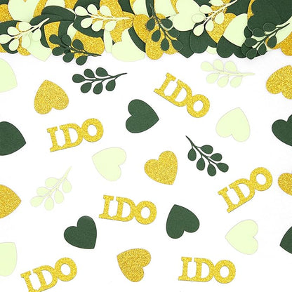 200PC Sage Green Wedding Confetti Wedding Shower Decorations Heart I do Engagement Table Confetti Bridal Shower Bachelorette Party Decorations