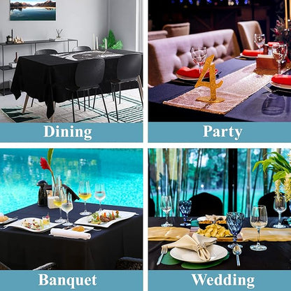 VidaFete Tablecloth 60 * 102inch 6 Pack Rectangle Table Cloth Polyester, Stain Wrinkle Resistant Polyester Dining Table Cover for Kitchen Dinning Party Wedding Rectangular Tabletop Decoration(Black)