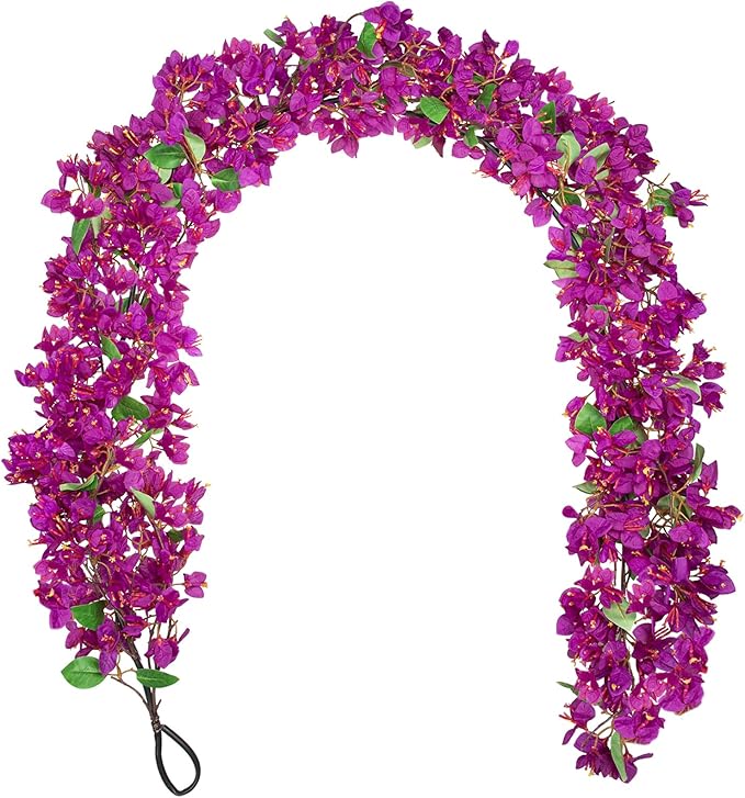 Briful 6ft Purple Bougainvillea Flower Garland – Artificial Silk Floral Vine with Built-in Hook Faux Flower Garland for Backdrop Table Wall Wedding Party Home Decoration