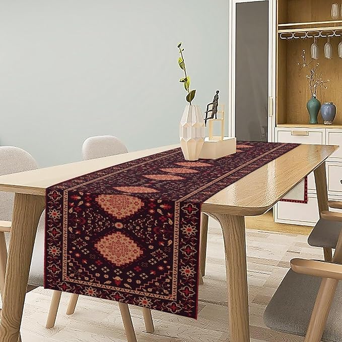 Vintage Boho Aztec Table Runner, Rustic Farmhouse Magical Kitchen Dining Home Party Table Decor 13x60in
