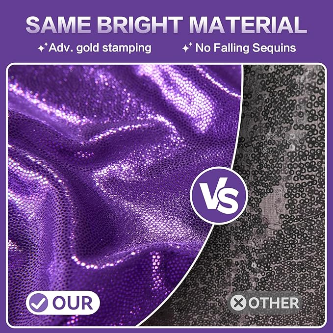 gogoparti 20x10FT Purple Sequin Backdrop Curtain - 4 Panels of 5x10FT Wrinkle-Free Glitter Drapes for Photography, Birthdays, Weddings & Graduations