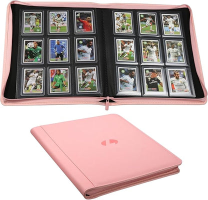 Toploader Binder,Holds 288 Toploaders,9 Pocket Double-Sided Top Loader Binders with Sleeves for 3 x 4'' Toploaders, Card Holder for Trading Cards or Sports Cards (Pink)