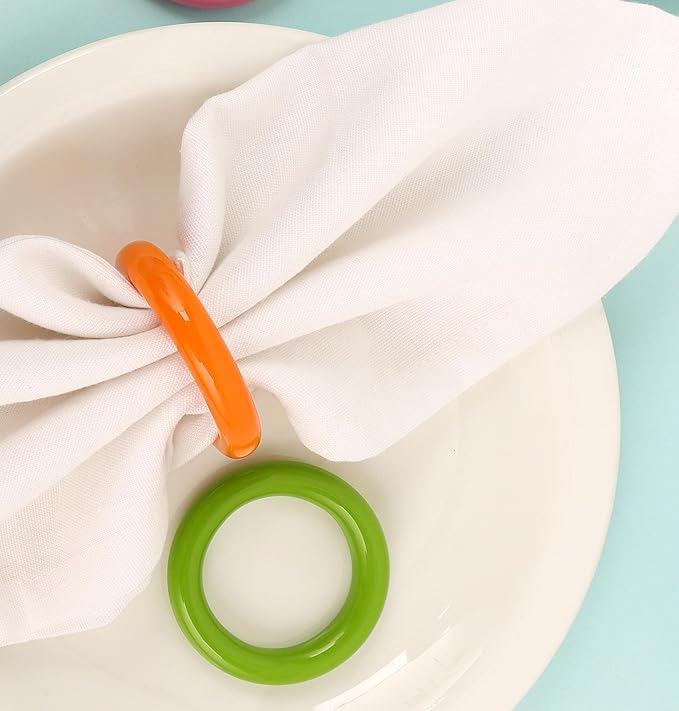 Napkin Rings Set of 12 - Epoxy Resin Napkin Holder Cuffs for Dinner Table Décor - Farmhouse Modern Serviette Rings for Weddings, Parties, Receptions, Banquets, Daily Use (Pastel) - CLEENTABLE