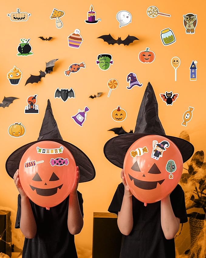 300 PCS Halloween Pumpkin Stickers, Vinyl Waterproof Stickers for Water Bottles Laptop Skateboard Computer, Halloween Party Favors Gifts Funny for Kids Teens Adults