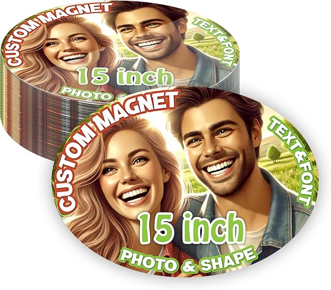 KETABAO – 15" Oval Custom Refrigerator and Car Photo Magnets - Personalize with Photos of Your Home, Office and Vehicle
