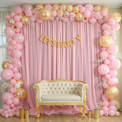 10ft x 10ft Peach Pink Backdrop Curtains, Wrinkle-Free Sheer Chiffon Fabric Photo Backdrop Drapes for Wedding Arch Party Ceremony Stage Photography Decorations