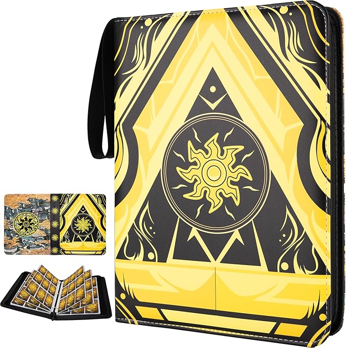 9 Pocket Card Binder for MTG/YGO/PTCG/Game Cards, Holds 900 Cards,Premium Card Collector Book for TCG Players,Toys Gifts for Kids(Yellow)