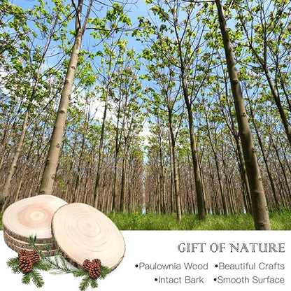 ZOCONE 10 Pcs Large Wood Slices 11-13 Inches Unfinished Rounds, Natural Paulownia Wooden Slices for Centerpieces, Round Wooden Discs Decoration for Rustic Wedding, Wood Centerpieces for Tables
