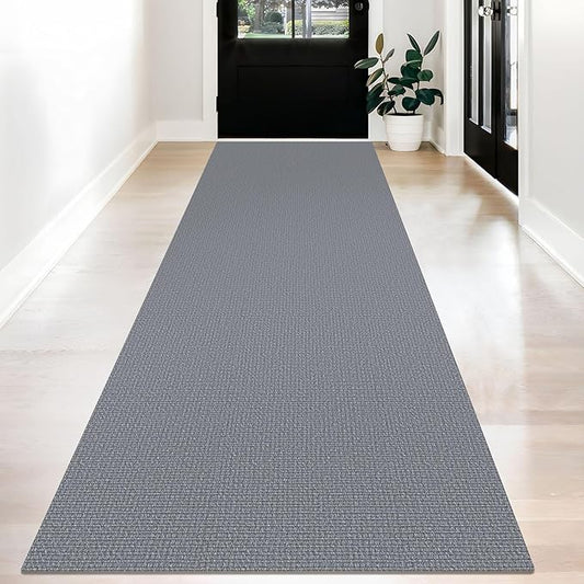 KOZYFLY Washable Runner Rug 3x12 ft Hallway Kitchen Runner Rugs with Rubber Backing Bobo Non Slip Entryway Runner Indoor, Long Carpet Runners for Hall Kitchen Entryway, Grey