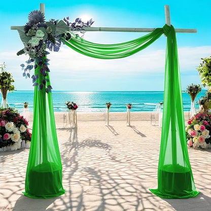 MDS Halloween Chiffon Draping Fabric - 2 Panel, 30" Wide x 100ft Long - Sheer Spooky Arbor & Canopy Drapery for Haunted House Backdrops, Party Ceilings, DIY Costumes & Themed Events - Green