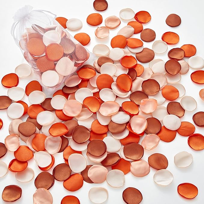 Serwalin 300Pcs Silk Rose Petals Artificial Flower Petals for Weddings Fake Rose Orange Petals Proposal for Wedding Basket Aisle Runner Bridal Shower (4 Color Mixes)
