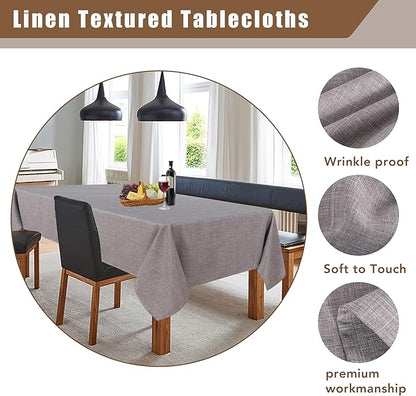 Fitable Faux Linen Tablecloth Square Wrinkle Resistant Fabric Neutral Table Cloth, Indoor Outdoor Table Cover for Kitchen Dining, Birthday Party, Farmhouse (Stone, 54 x 54 Inch)